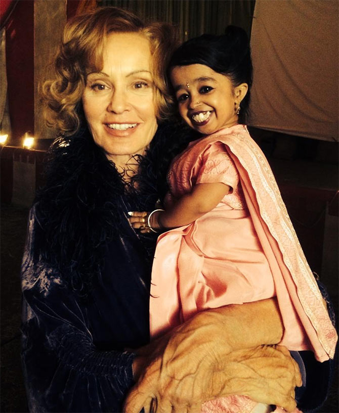 Jessica Lange with Jyoti Amge